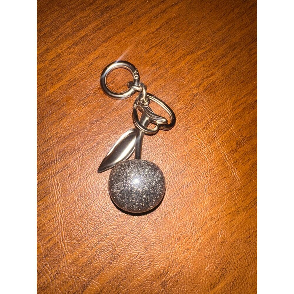 Silver Glitter Cherry Keychain Bag Charm NWOT